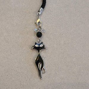 NWOT Black Cat Phone Charm
